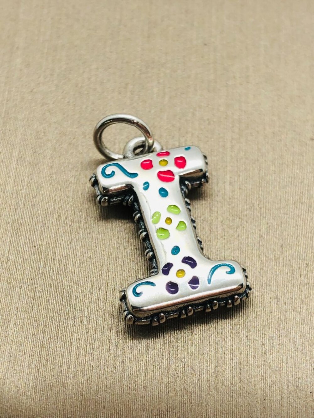 James Avery Enamel Consuela Floral Initial Charm Letter I Dangle Charm